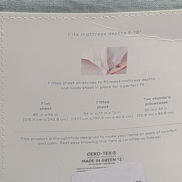 New Casaluna 100% Linen Washed Full Sheet Set Olive green 4pc NEW - Picture 5 of 6